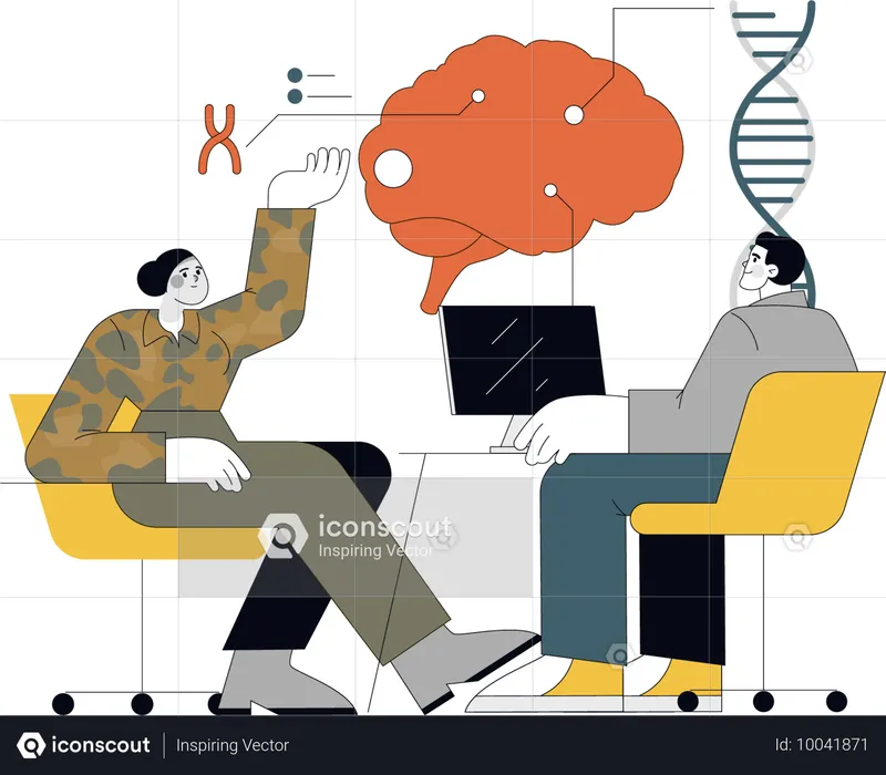 Investigación sobre el cerebro entre mujeres y hombres  Illustration