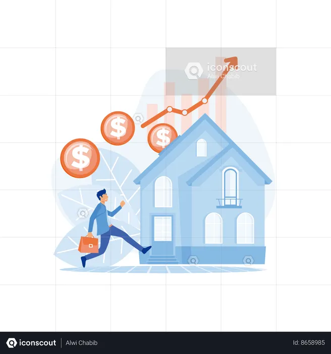 Investir dinheiro na compra de casa e pagar crédito ao banco  Ilustração