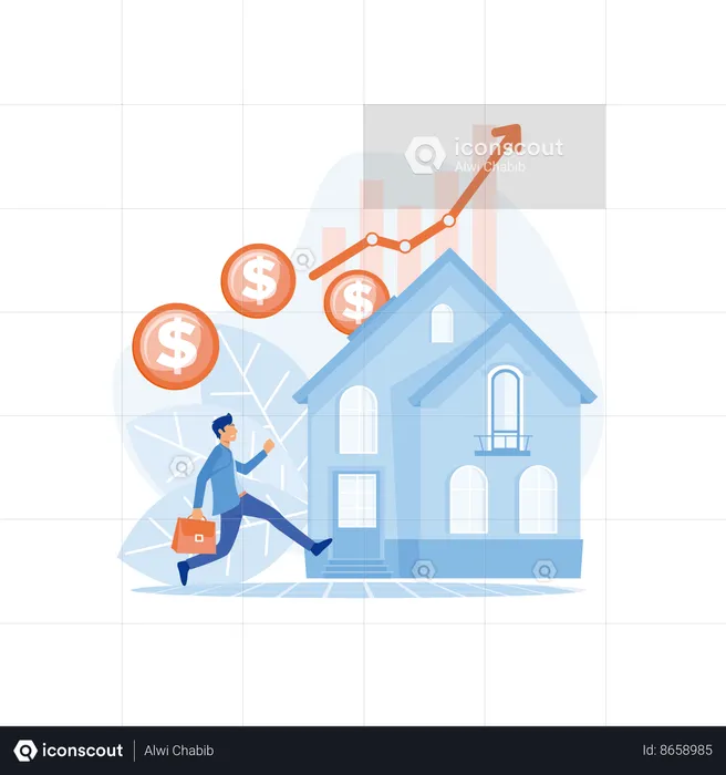 Investing Money in Buy Home and Pay Credit to Bank  Illustration