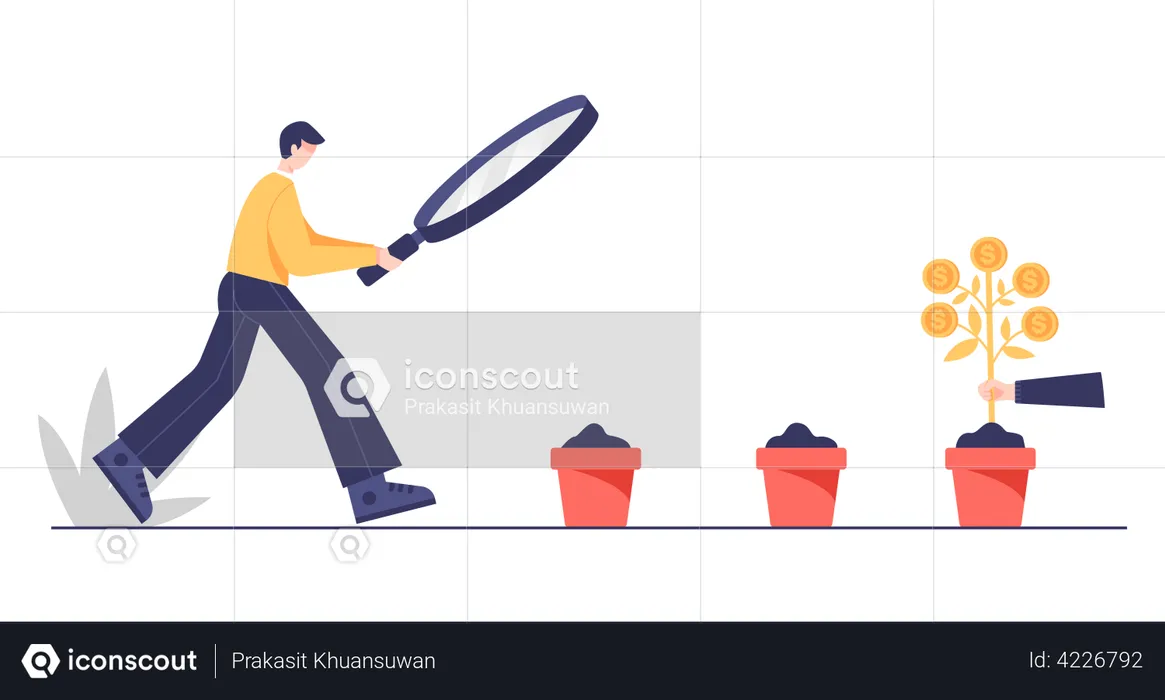 Un investisseur qui regarde la croissance de ses investissements  Illustration