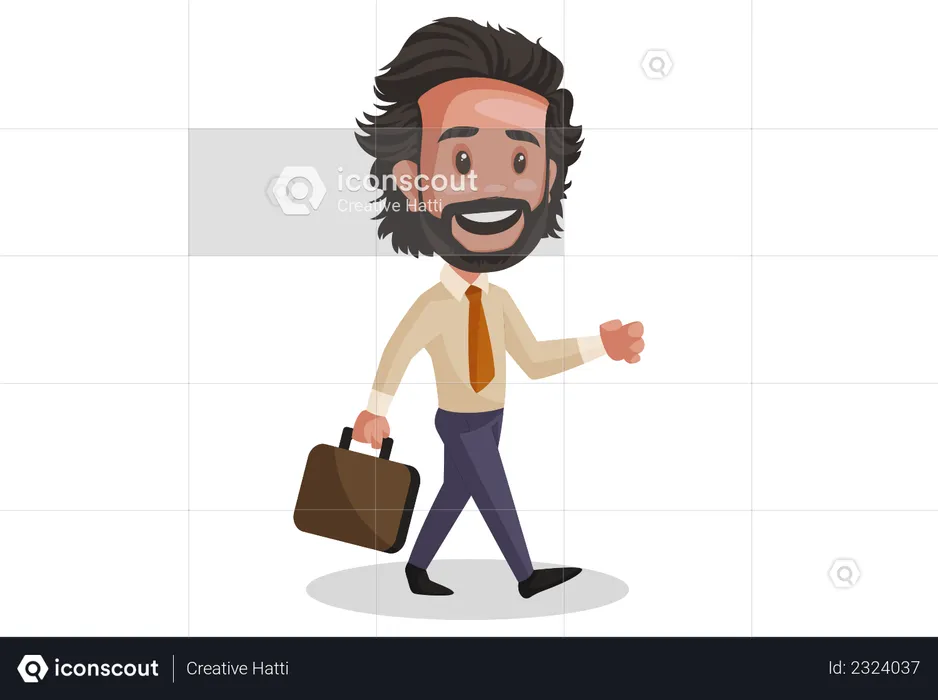 Investment Advisor walking with briefcase in hand  Illustration