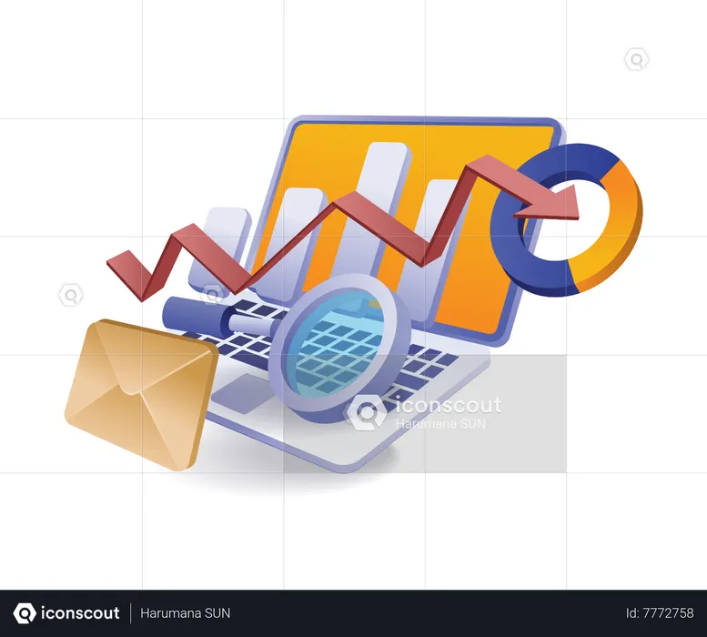 Investment business analysis computer  Illustration