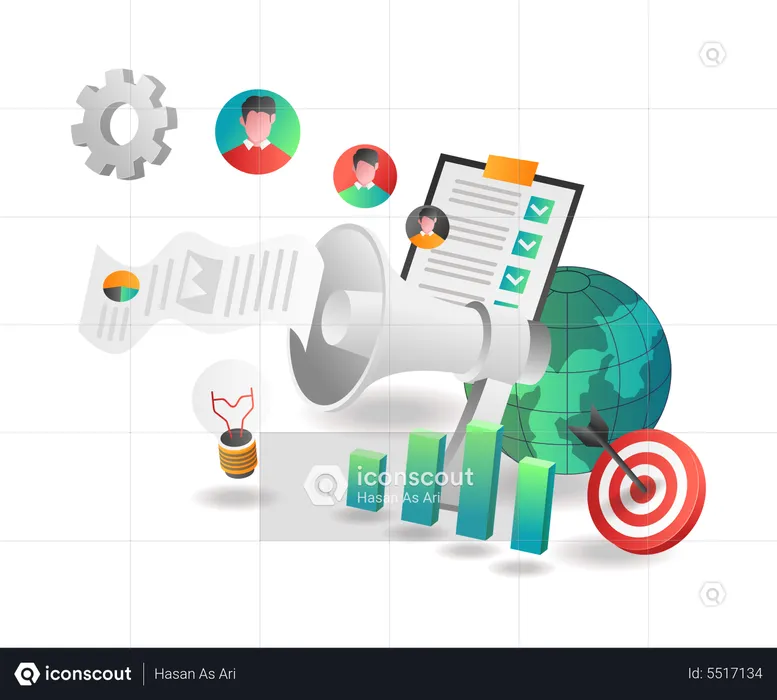 Investment target through digital marketing  Illustration