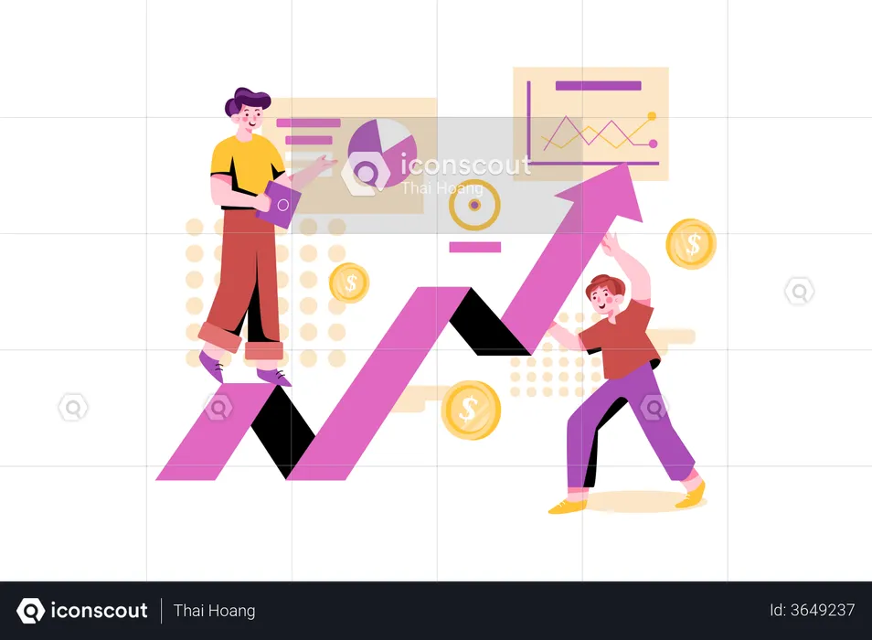 Investor analysiert den Aktienmarkt  Illustration