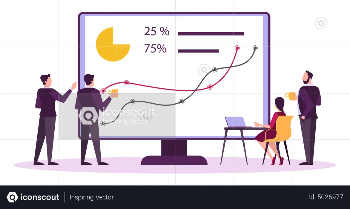 Investor analysiert Aktienmarkt  Illustration