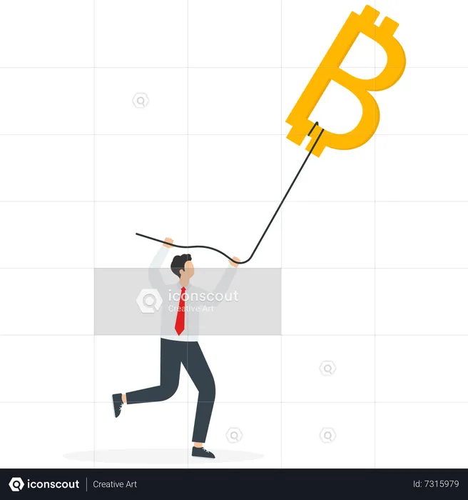 Investor in search of  stock market to invest cash in digital currency  Illustration