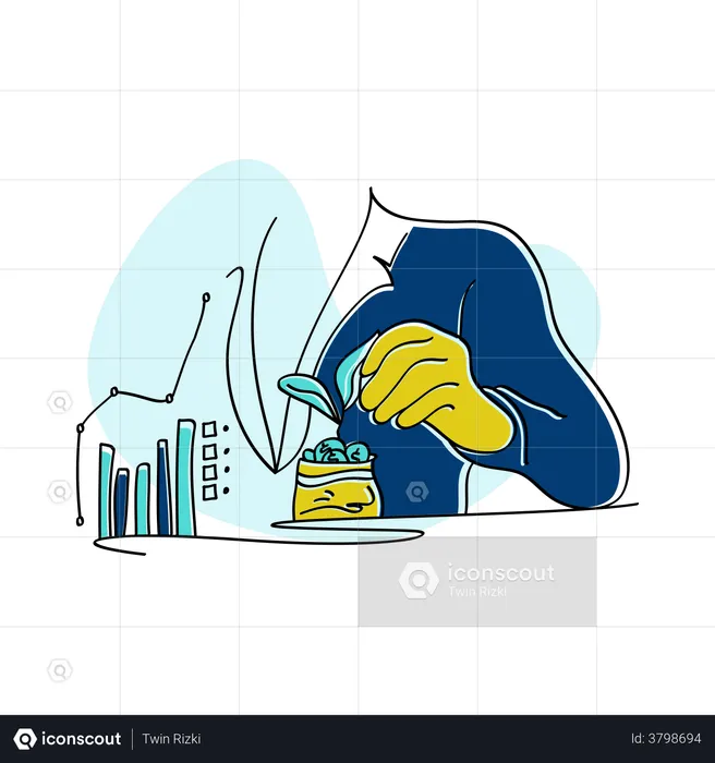 Investor investing capital in a business  Illustration