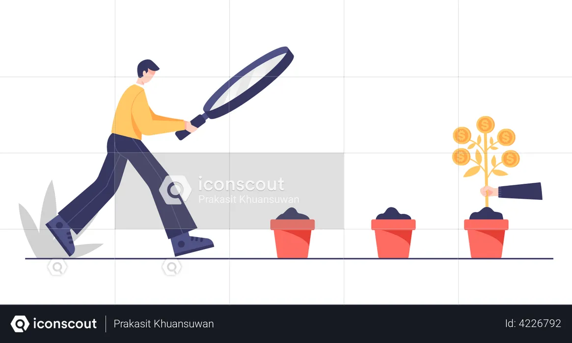 Investor looking at investment growth  Illustration