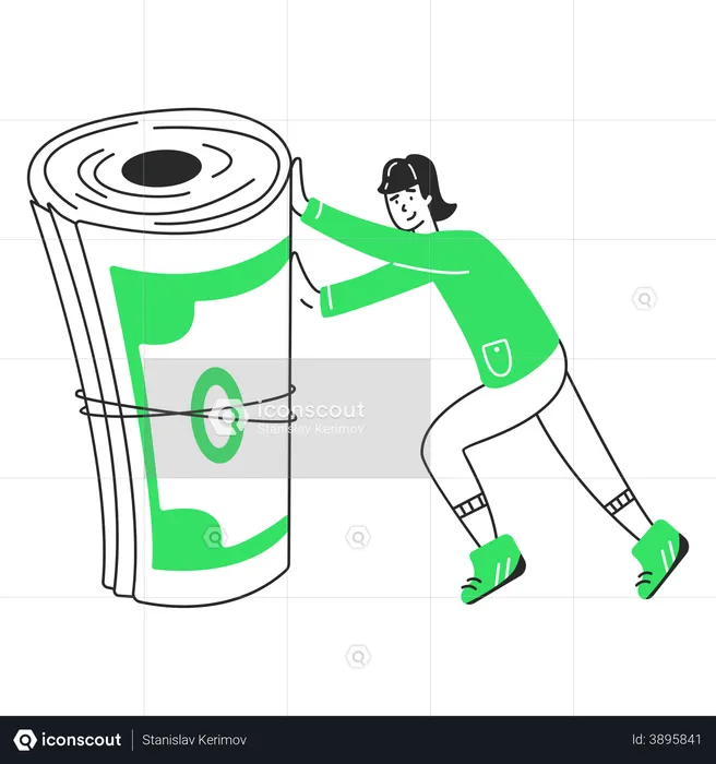 Investor pushes a stack of money  Illustration
