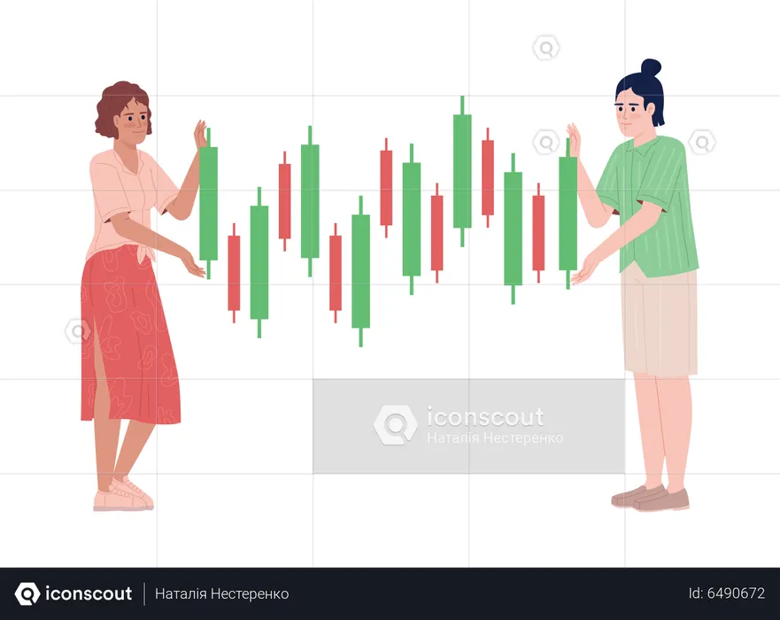 Investors holding candlestick charts  Illustration