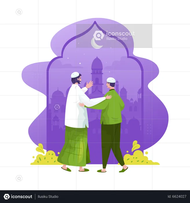 Invite to worship in the mosque  Illustration