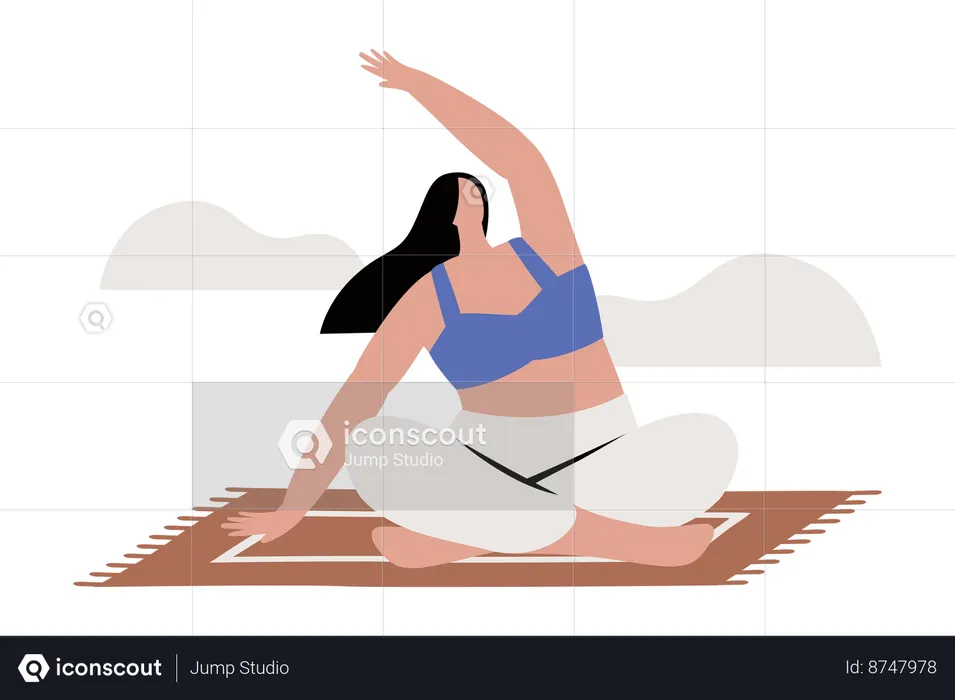 Ioga na natureza relaxamento ao ar livre  Ilustração