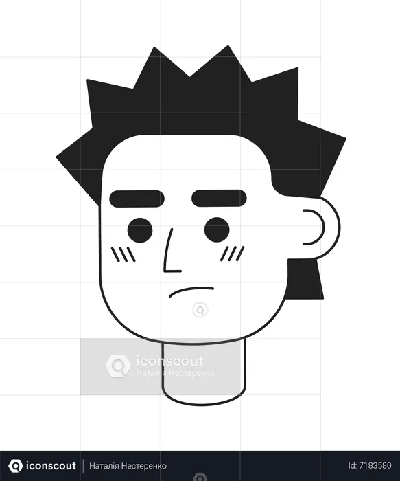 Irritated young man with prickly hair  Illustration