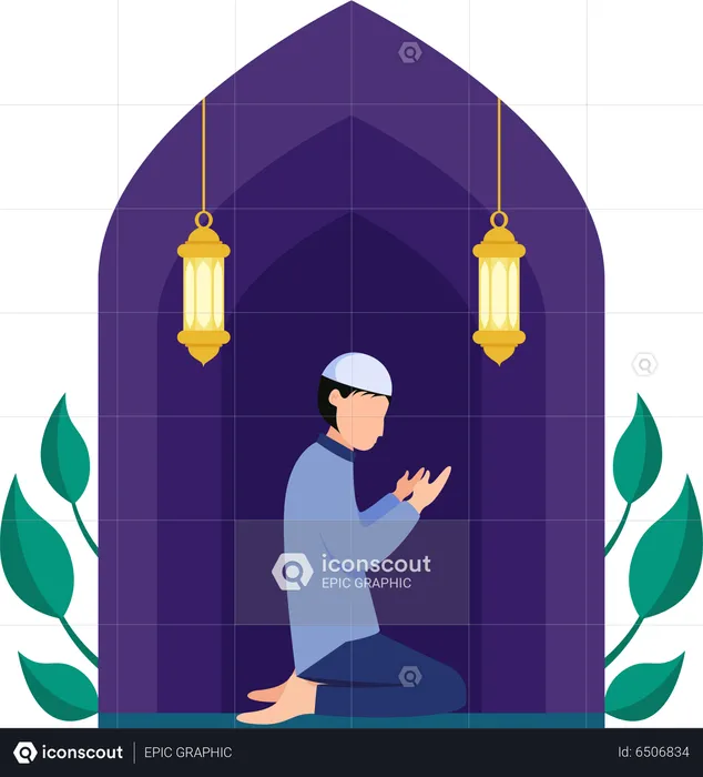Islam man doing Islamic praying pose  Illustration
