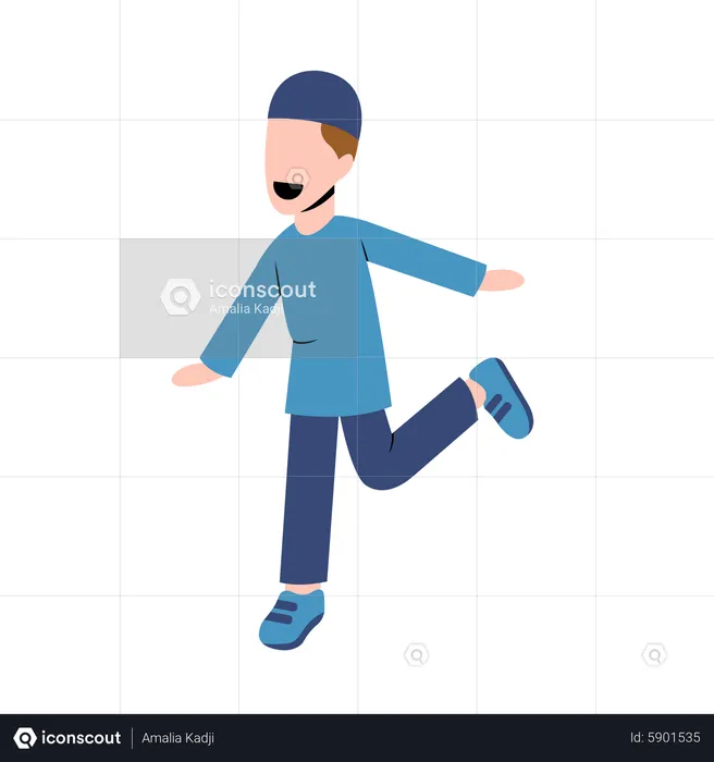 Islamic boy running  Illustration