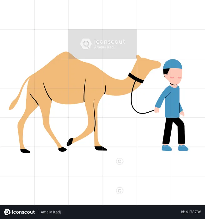 Islamic boy with Camel  Illustration
