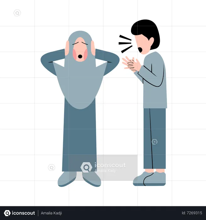 Islamic Couple Fighting  Illustration