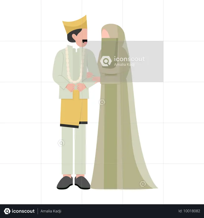 Islamic couple getting married  Illustration