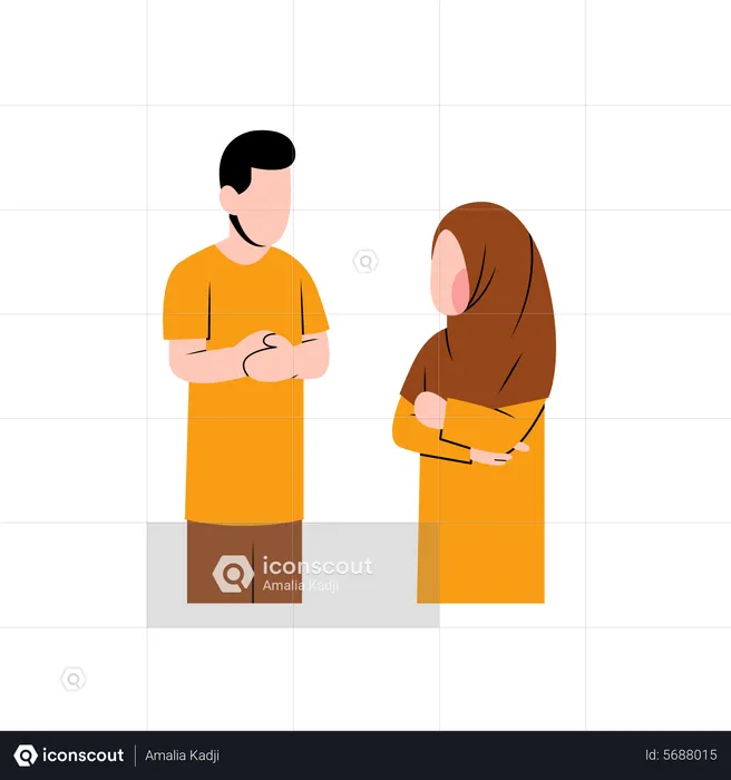 Islamic couple talking  Illustration