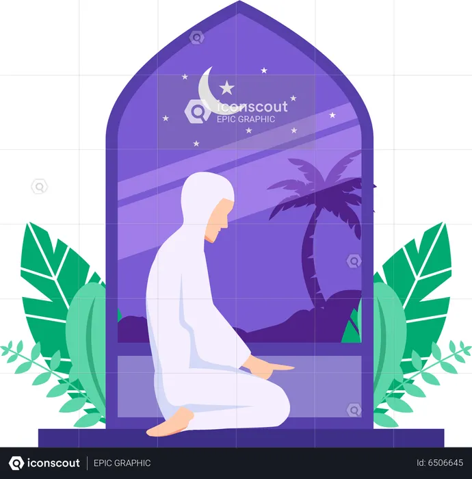 Islamic girl doing Islamic praying  Illustration