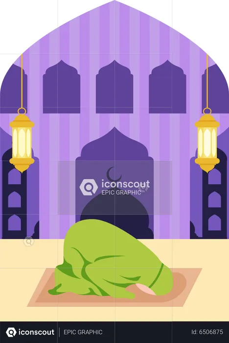 Islamic girl doing namaz  Illustration