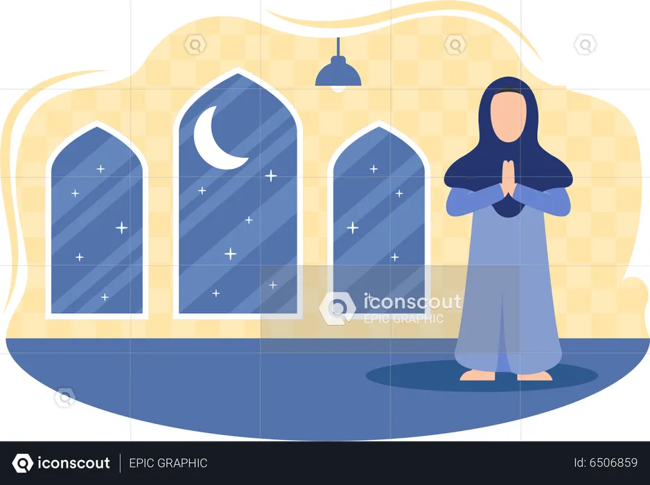 Islamic girl doing pray  Illustration