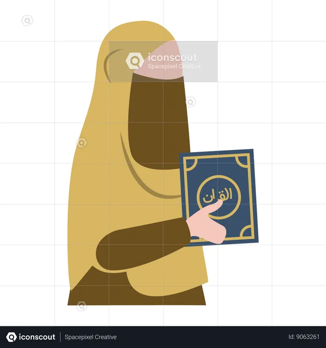 Islamic girl is reading quran  Illustration