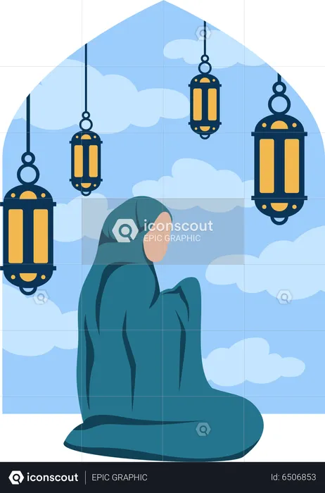 Islamic girl praying namaz  Illustration