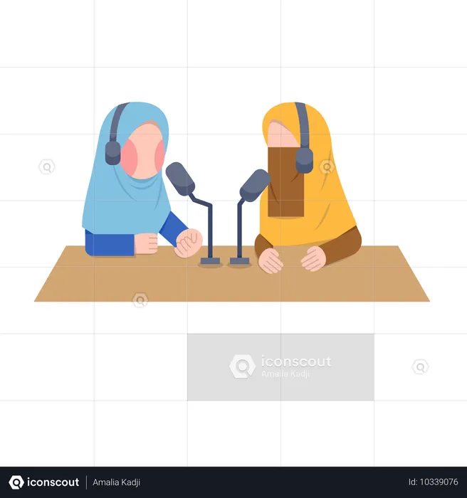 Islamic Girls Recording Podcast  Illustration