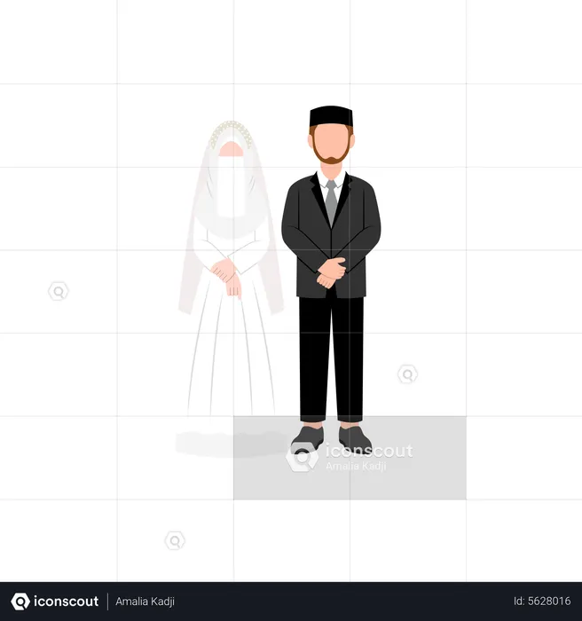 Islamic groom and bride  Illustration