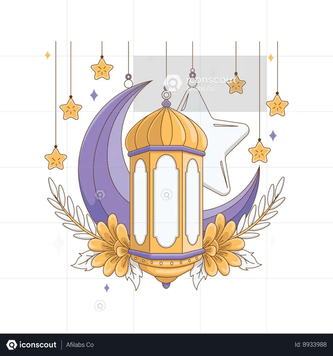 Islamic lanterns and stars  Illustration