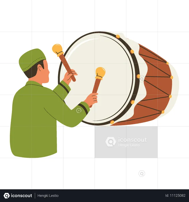 Islamic man beating drum  Illustration