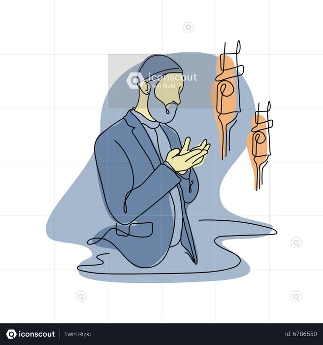 Islamic man doing prayer  Illustration
