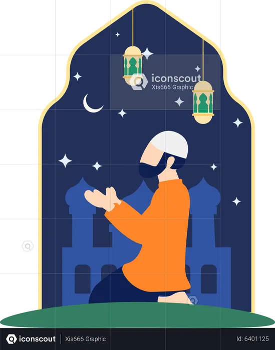 Islamic man praying  Illustration