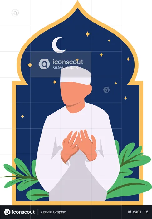 Islamic man praying  Illustration