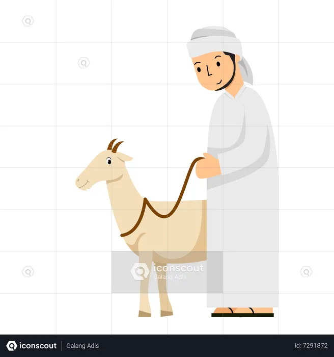 Islamic man with Goat  Illustration
