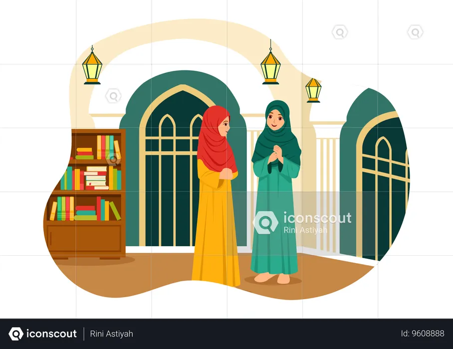 Islamic people talking in Mosque  Illustration