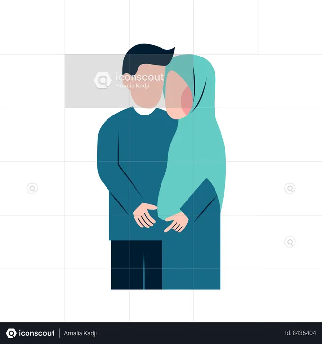 Islamic Pregnant Couple  Illustration