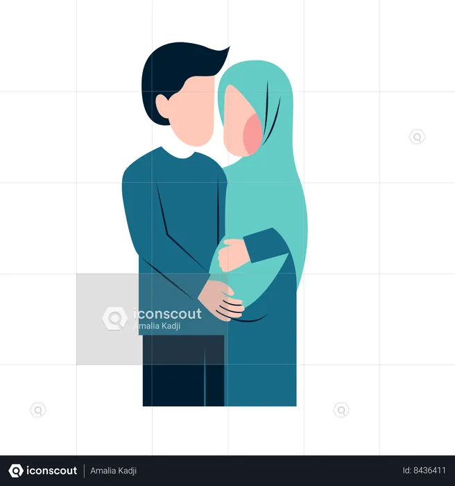 Islamic Pregnant Couple  Illustration