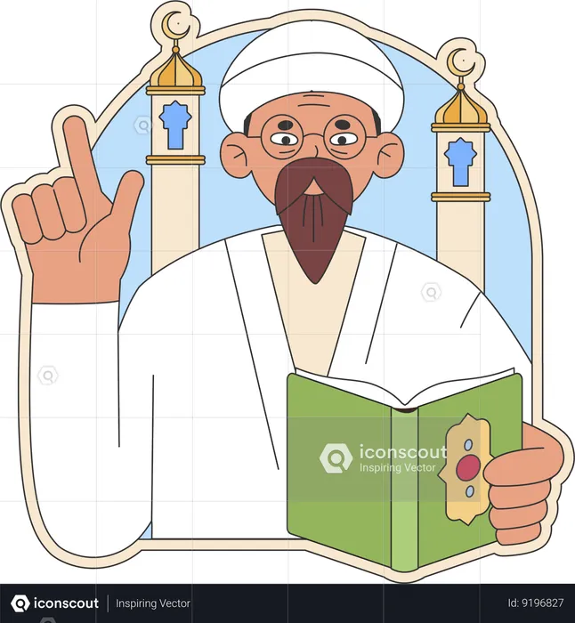 Islamic priest is reading quran  Illustration