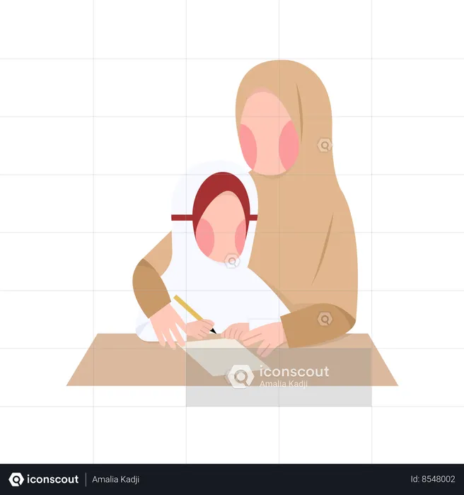 Islamic Teacher And Student  Illustration