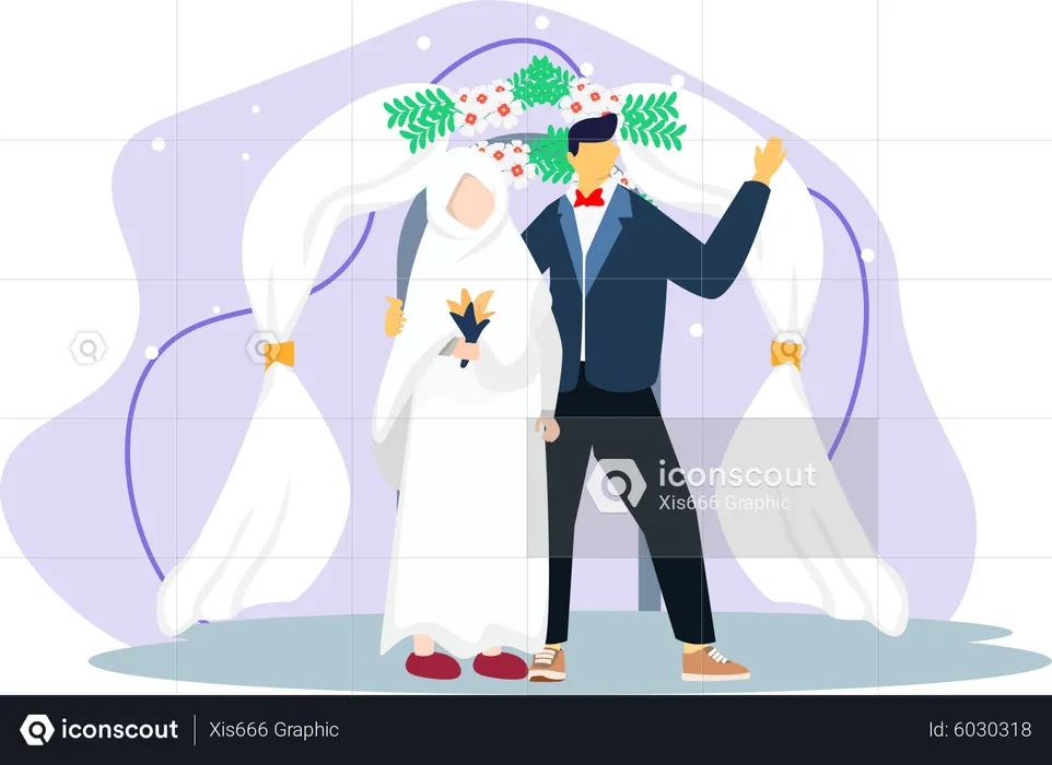 Islamic Wedding Couple  Illustration