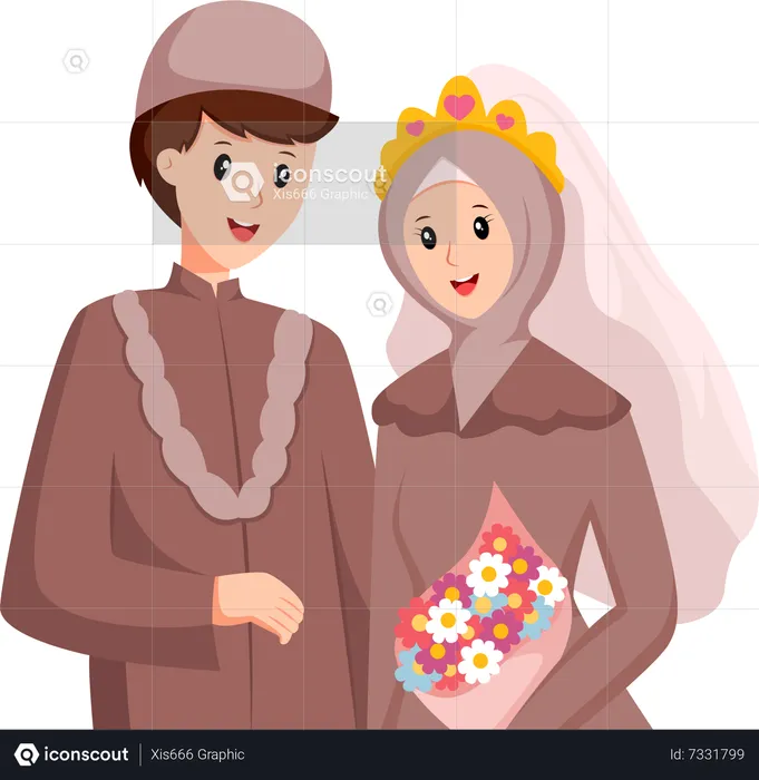 Islamic Wedding Couple  Illustration