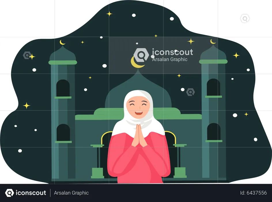 Islamic woman praying  Illustration