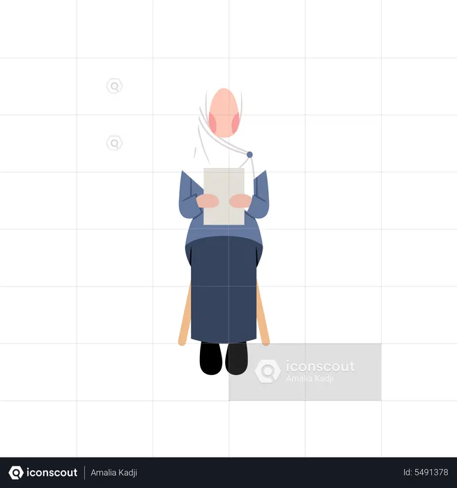 Islamic Woman Waiting For Job Interview  Illustration