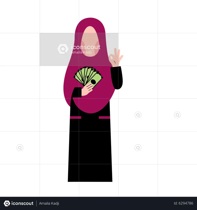 Islamic Woman with Money  Illustration