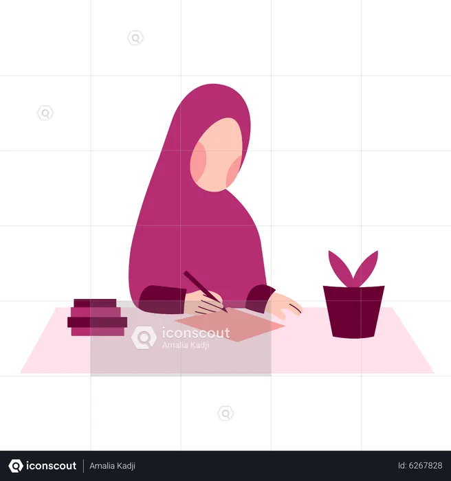 Girl writing down note  Illustration