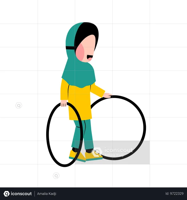 Islamische Frau spielt mit Hula-Hoop  Illustration