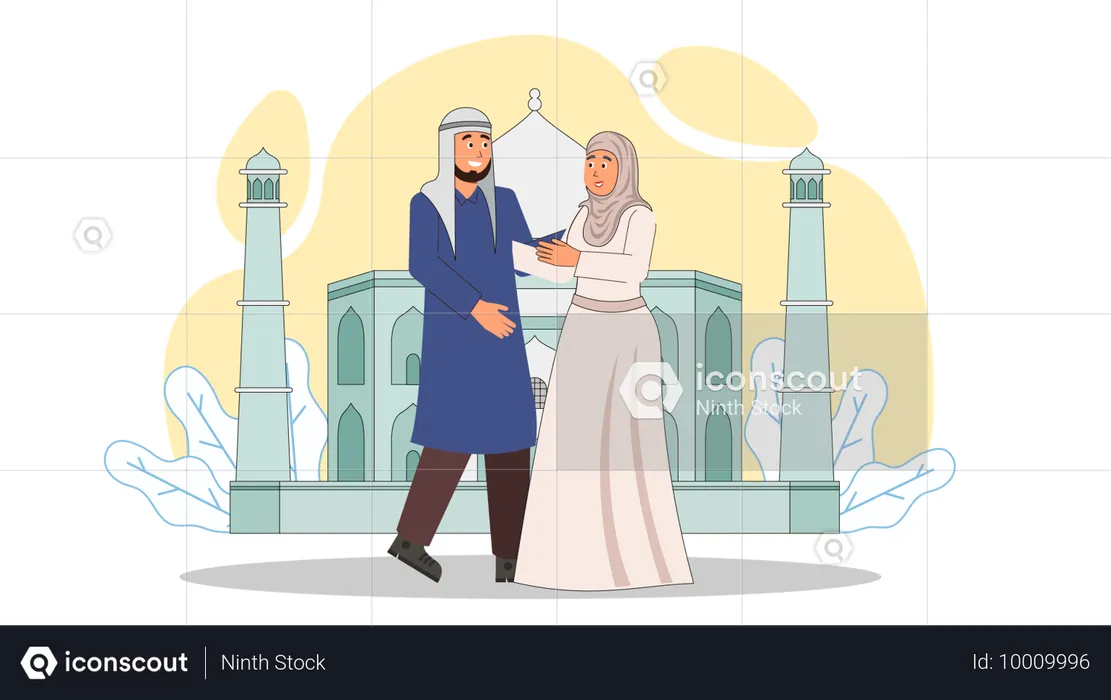 Islamisches Hochzeitspaar in der Moschee  Illustration