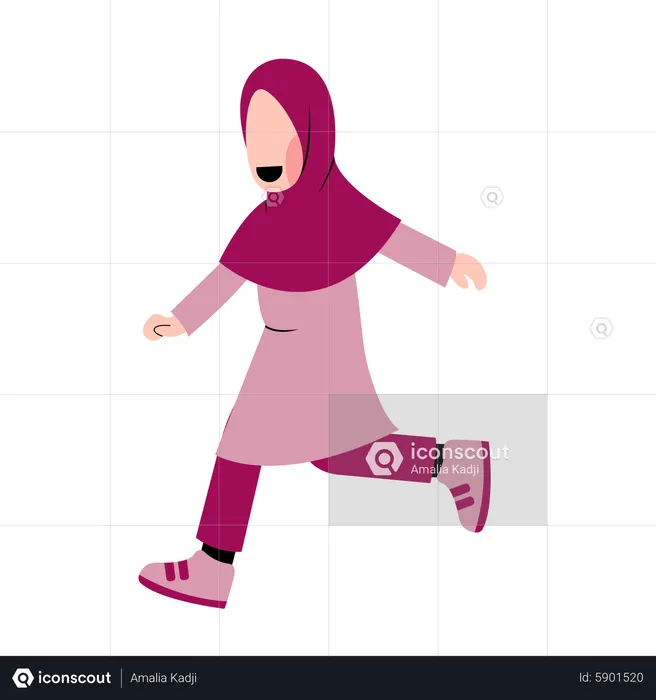 Islamisches Mädchen läuft  Illustration